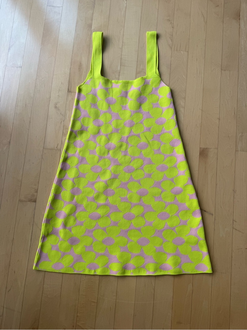 Zara Neon Yellow and Light Pink Flowers Dress